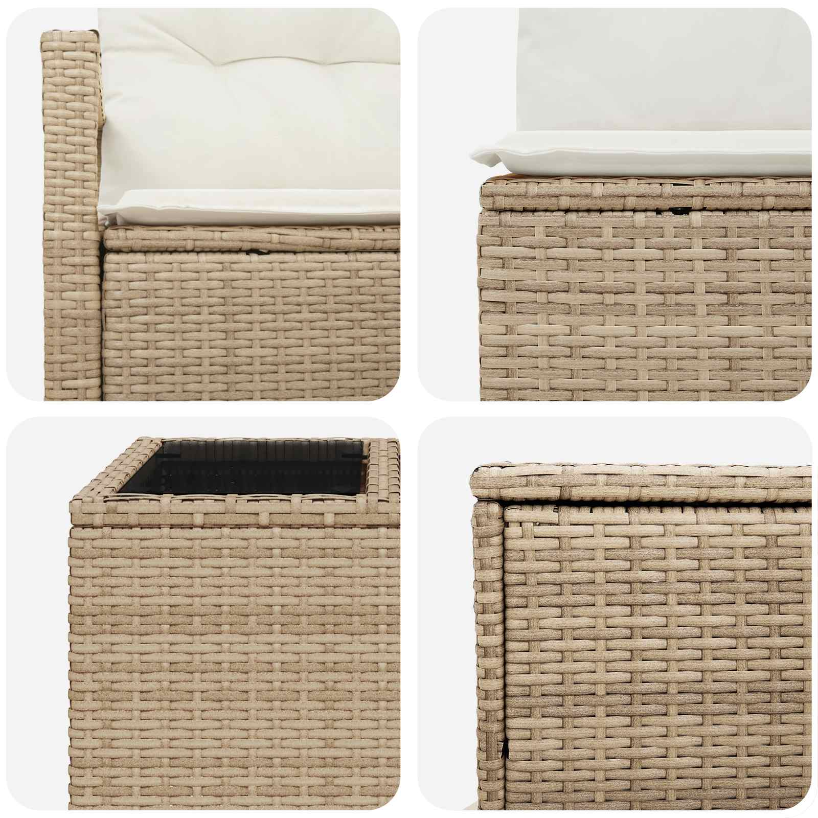 vidaXL Bankstel 8 st Beige en Crème Wit Poly Rattan en Staal