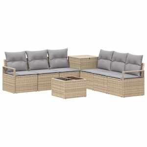 vidaXL Diivanikomplekt 8 tk Beež ja heledhall Pol&uuml; rattan ja teras