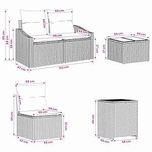 Set pohovek 8 ks Černá a modrá 55 x 55 x 37 cm - obrázek 12