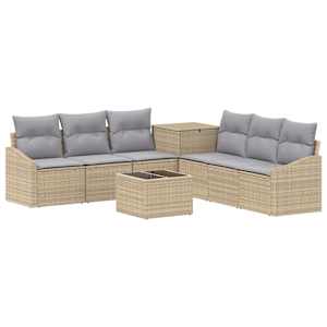 vidaXL Diivanikomplekt 8 tk Beež ja heledhall Pol&uuml; rattan ja teras