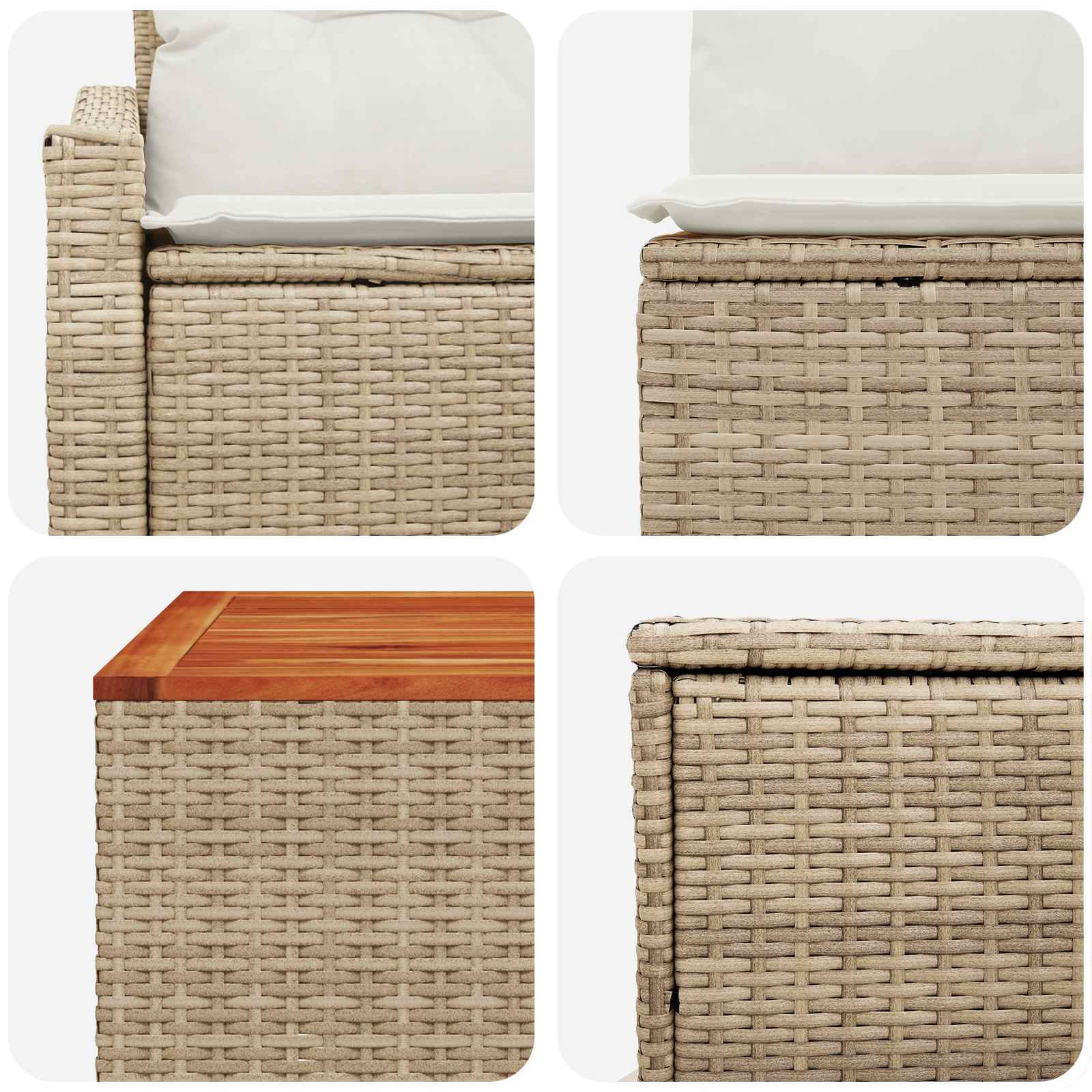vidaXL Bankstel 8 st Beige en Crème Wit Poly Rattan en Staal