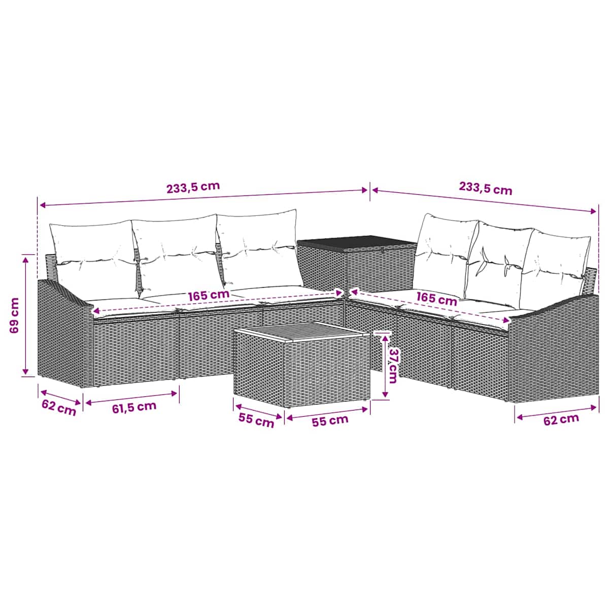 Sofa Sæt 8 stk. 55 x 55 x 37 cm - Billede 11