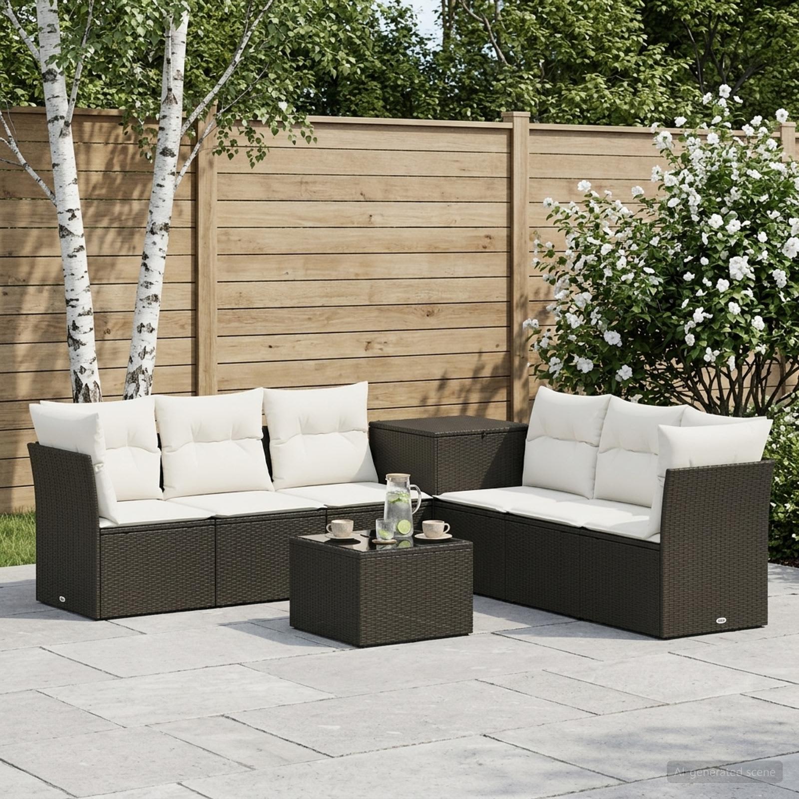 vidaXL Sofa Sæt 8 stk. Sort og Cremehvid 55 x 55 x 37 cm