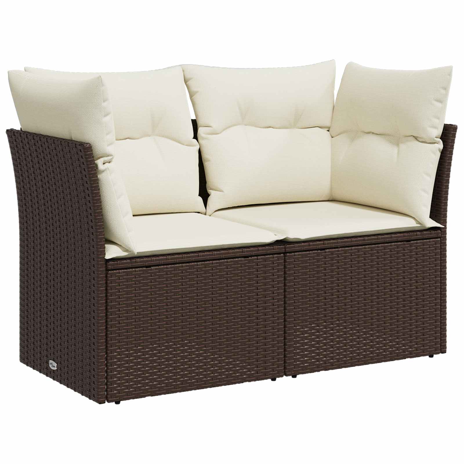 vidaXL Bankstel 8 st Bruin en Crème Wit Poly Rattan en Staal