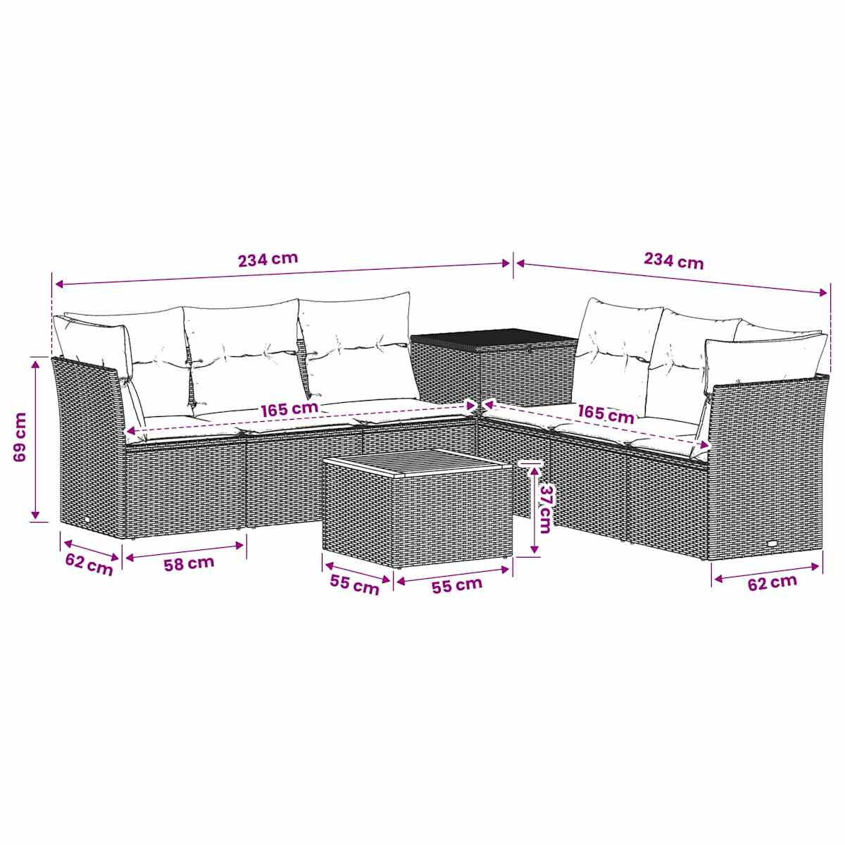 Sofa Sæt 8 stk. 55 x 55 x 37 cm - Billede 11