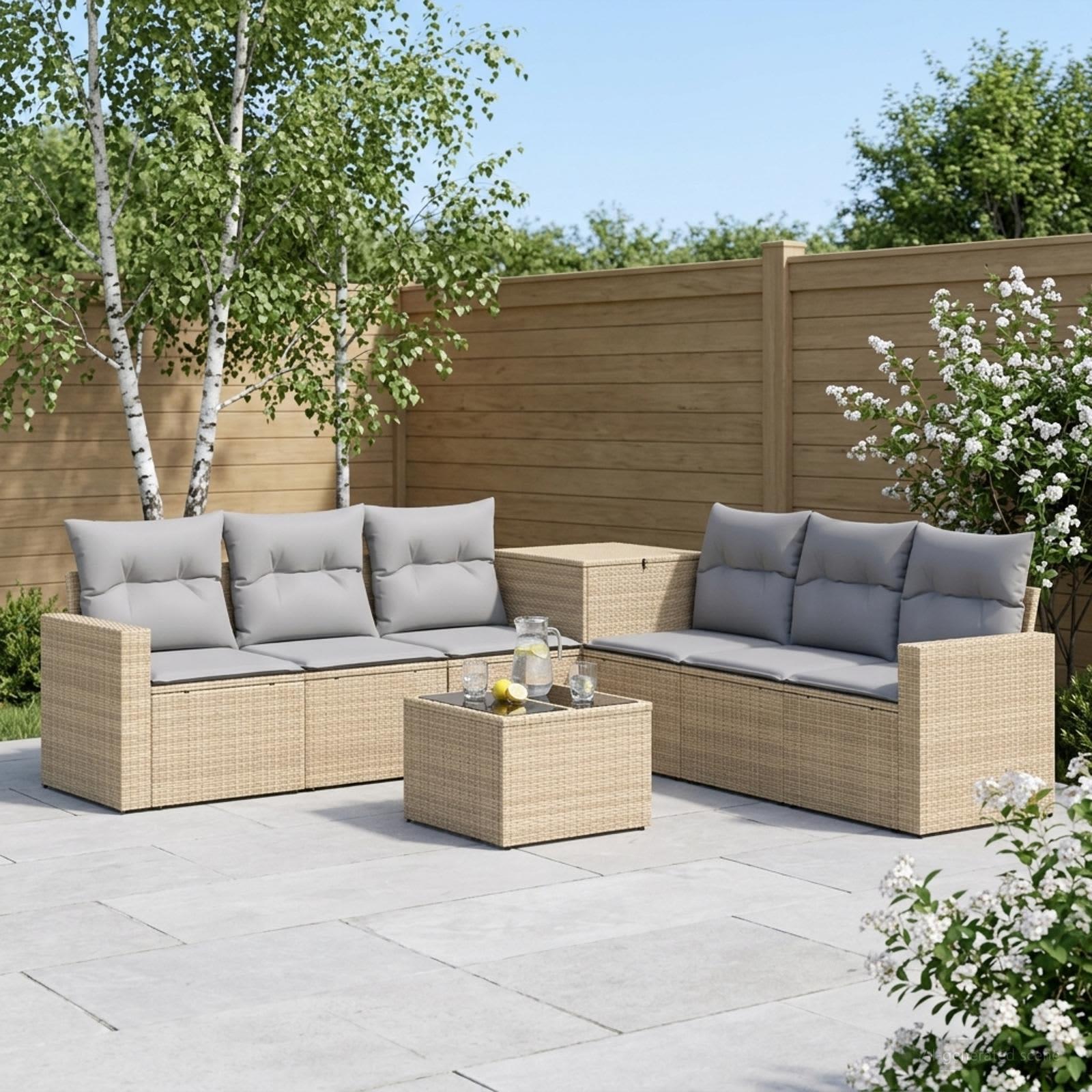 vidaXL Bankstel 8 st Beige en Licht Grijs 55 x 55 x 37 cm