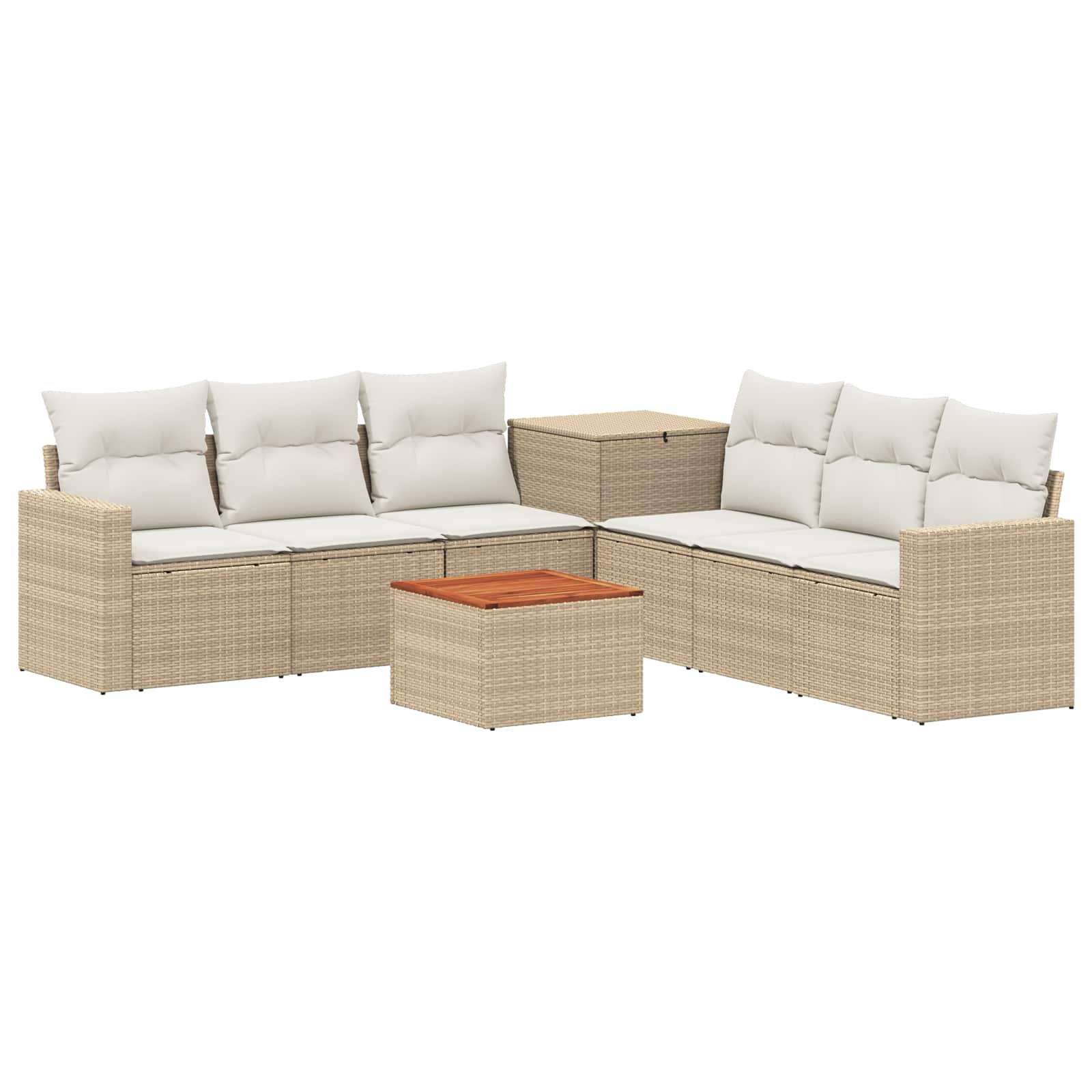 vidaXL Bankstel 8 st Beige en Crème Wit Poly Rattan en Staal
