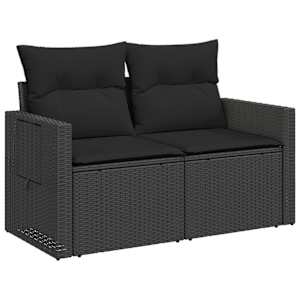 Set pohovek 8 ks Černá 55 x 55 x 37 cm Poly ratan a ocel - obrázek 3
