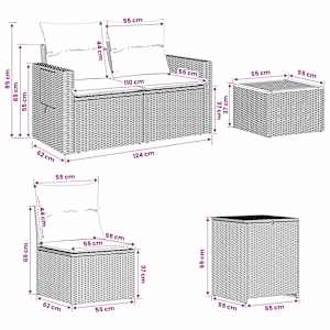 Set pohovek 8 ks Černá 55 x 55 x 37 cm Poly ratan a ocel - obrázek 12