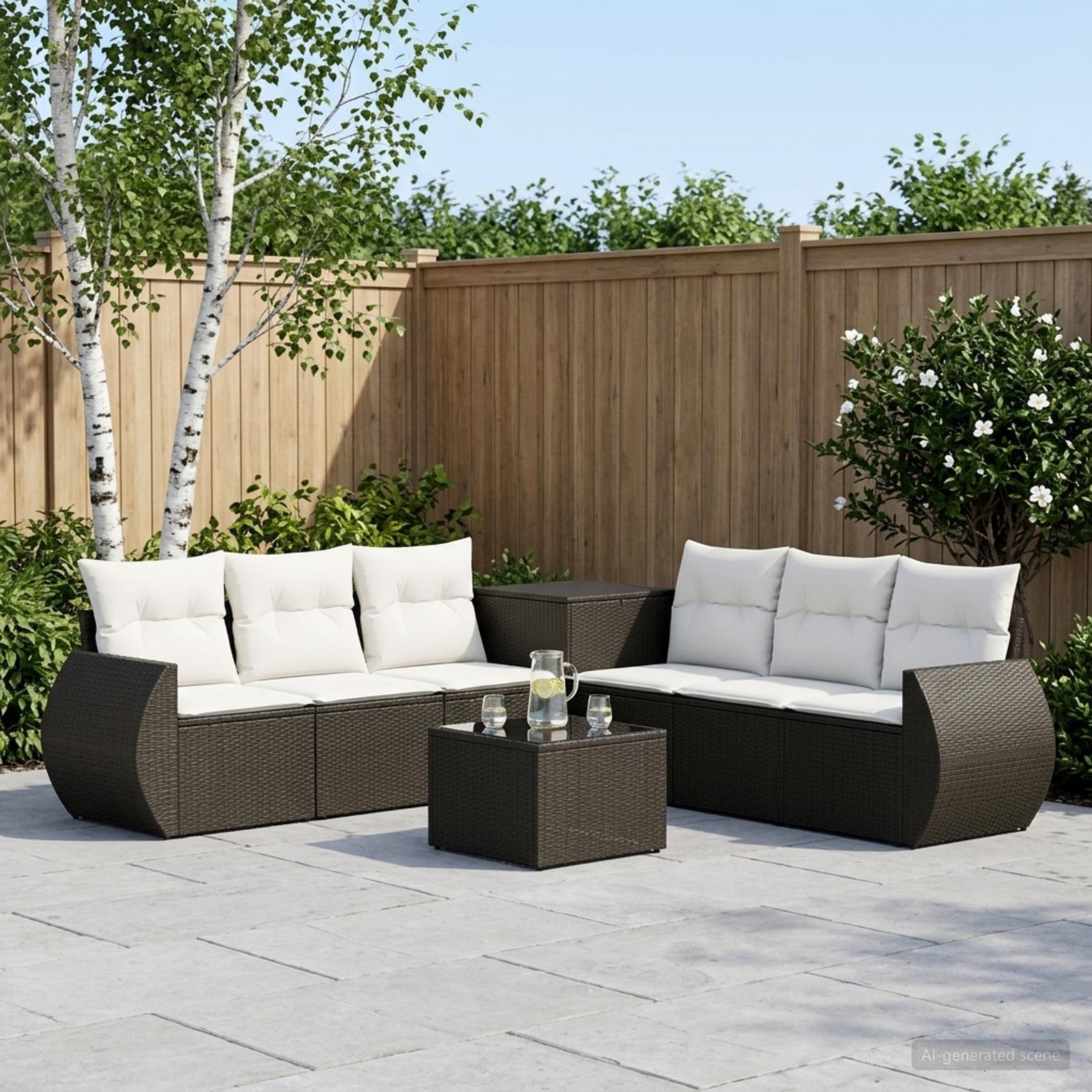 vidaXL Sofa Sæt 8 stk. Sort og Cremehvid 55 x 55 x 37 cm