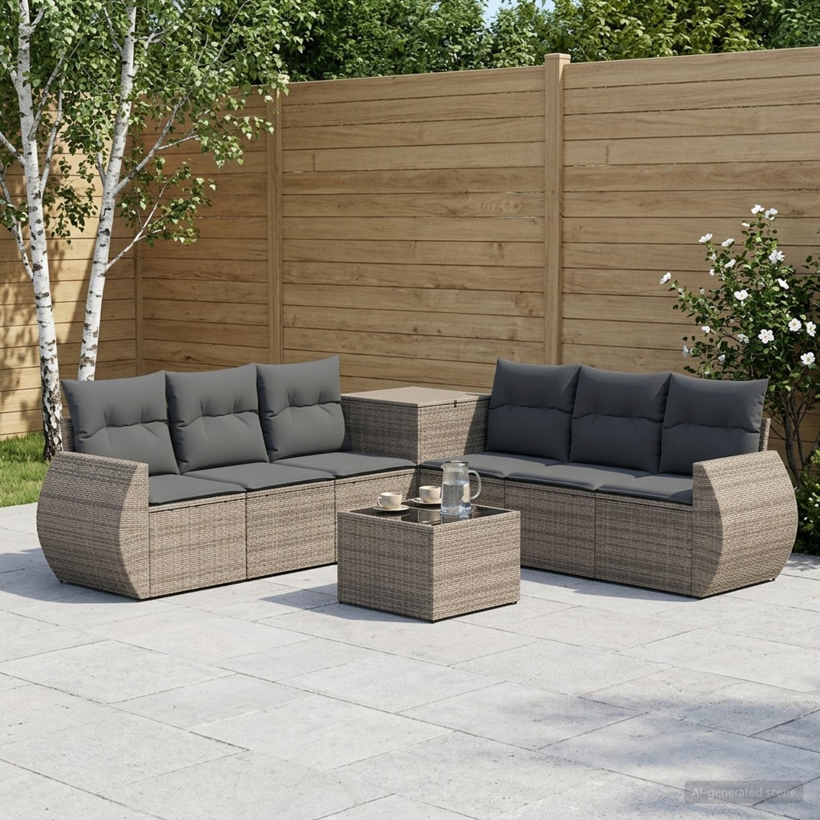vidaXL Bankstel 8 st Grijs en Donkergrijs 55 x 55 x 37 cm