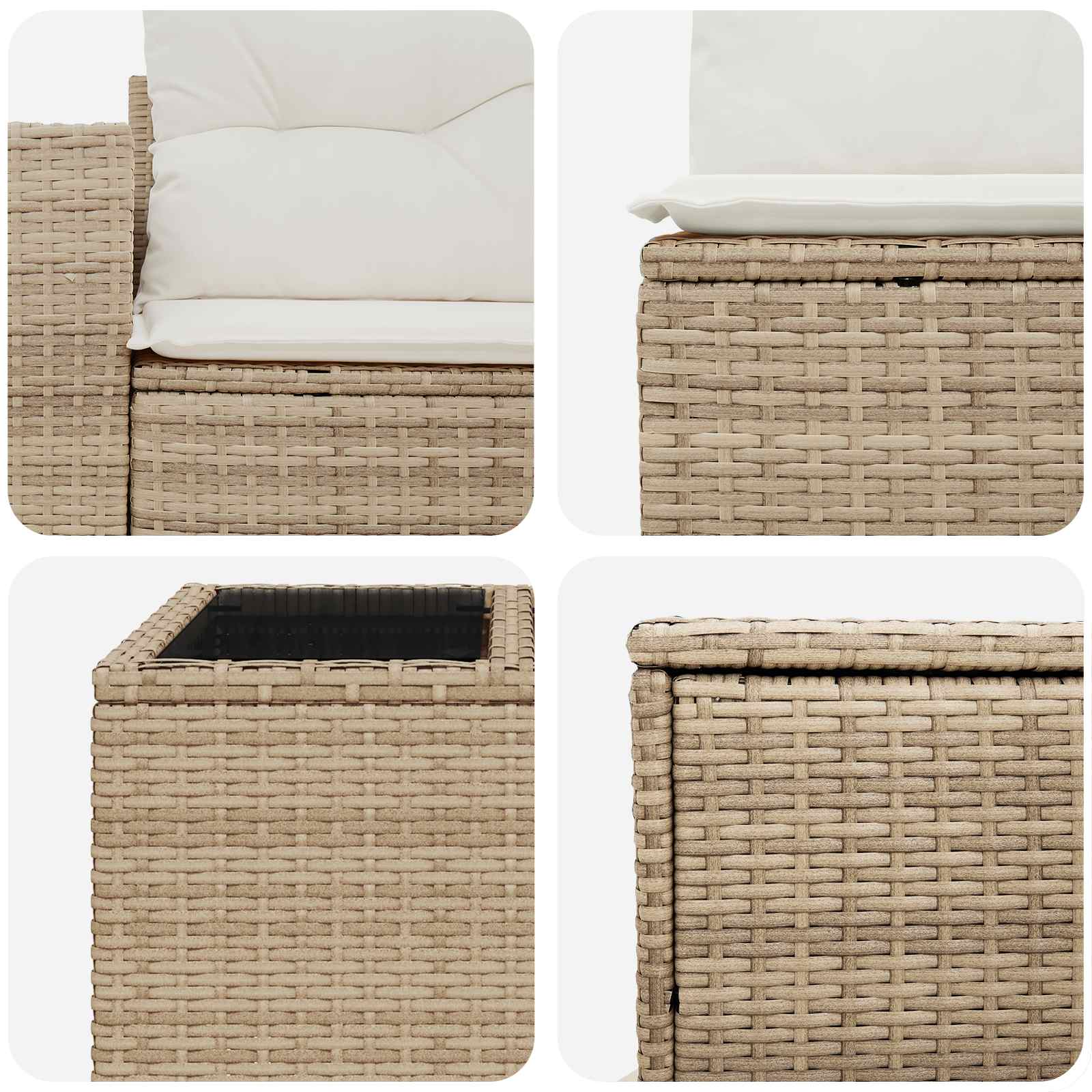 vidaXL Bankstel 8 st Beige en Crème Wit Poly Rattan en Staal
