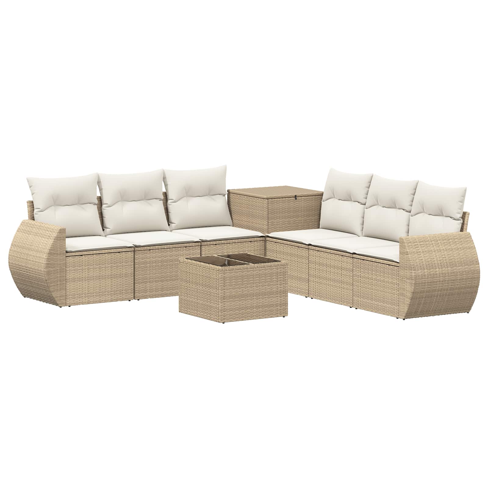 vidaXL Bankstel 8 st Beige en Crème Wit Poly Rattan en Staal
