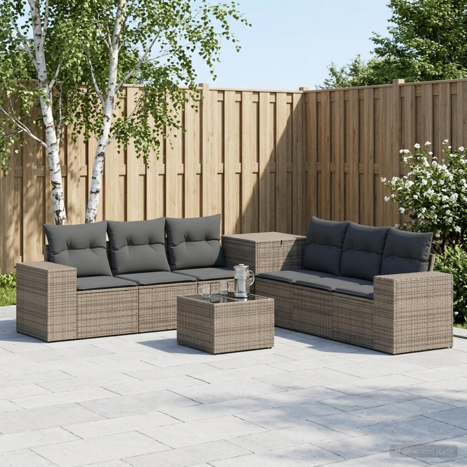 vidaXL Bankstel 8 st Grijs en Donkergrijs 55 x 55 x 37 cm