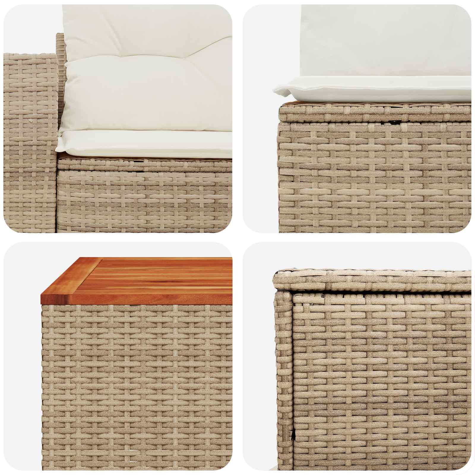 vidaXL Bankstel 8 st Beige en Crème Wit Poly Rattan en Staal