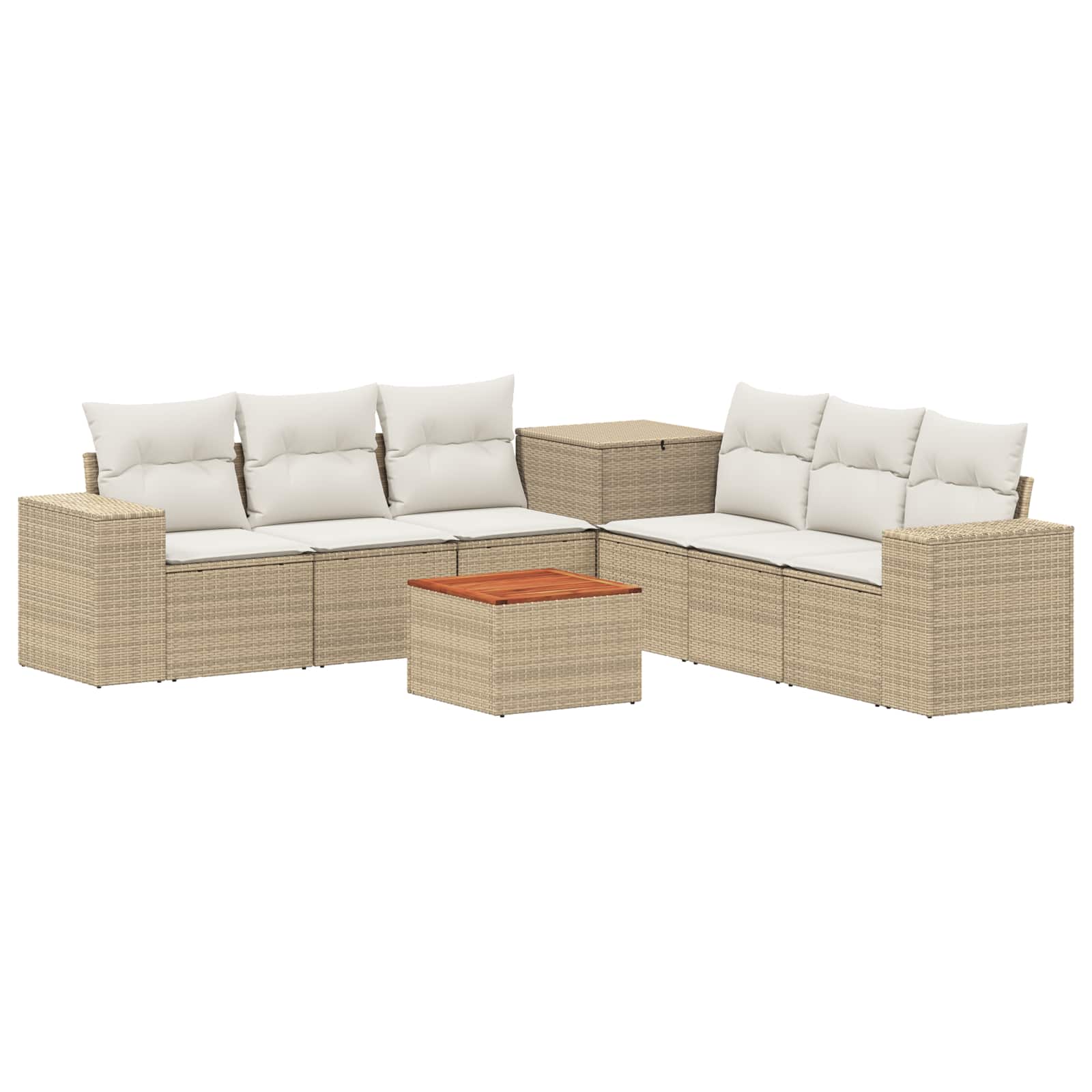 vidaXL Bankstel 8 st Beige en Crème Wit Poly Rattan en Staal