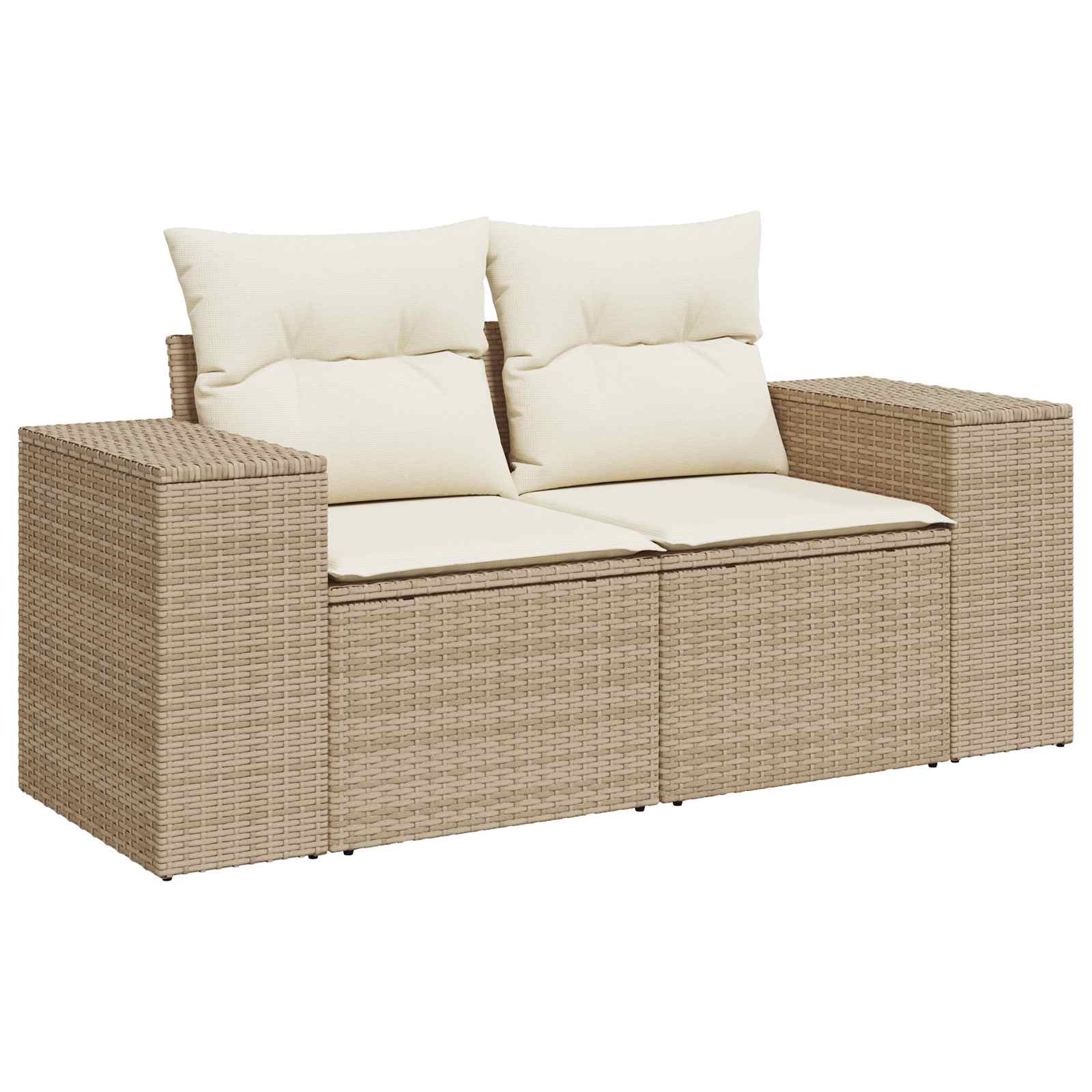 vidaXL Bankstel 8 st Beige en Crème Wit Poly Rattan en Staal