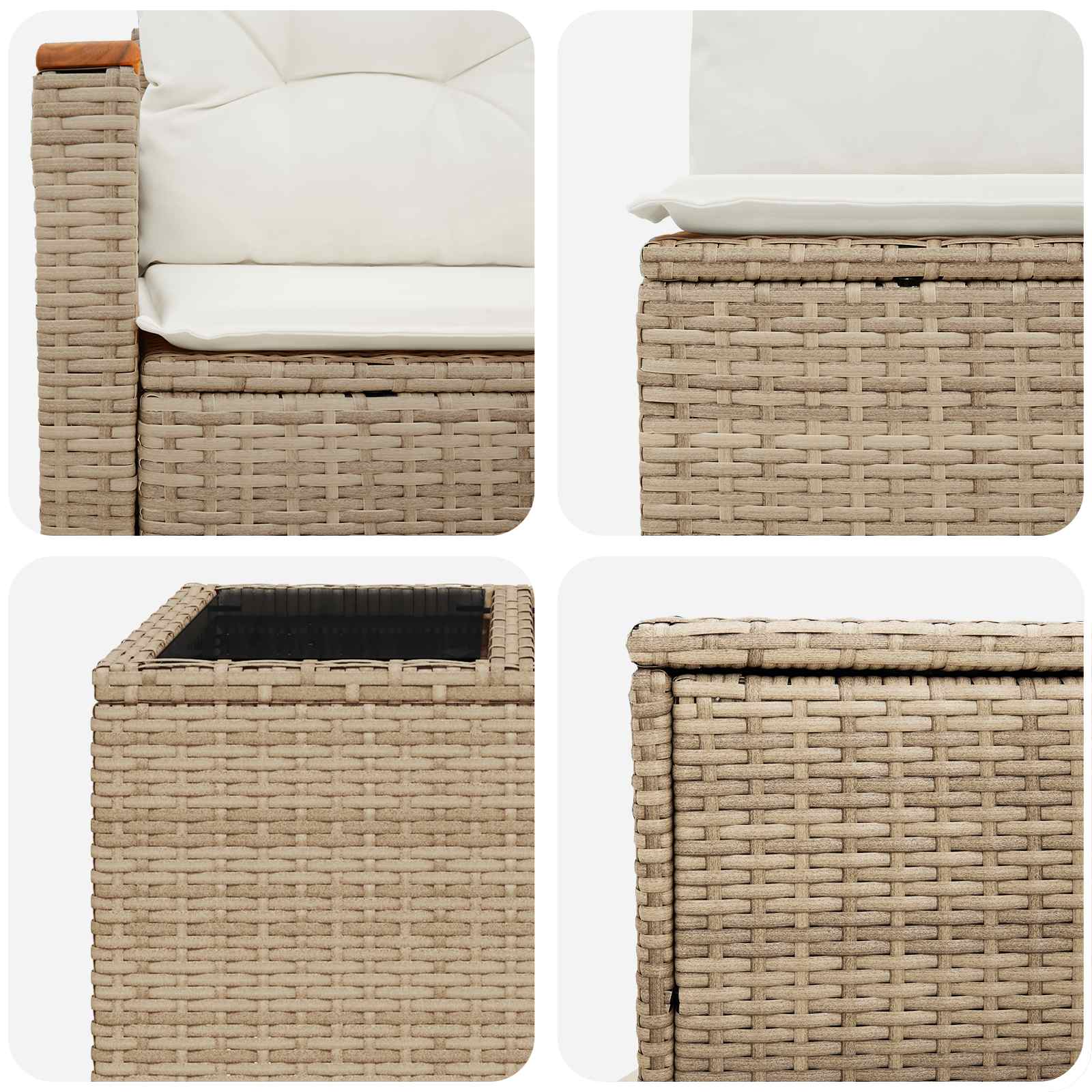 vidaXL Bankstel 8 st Beige en Crème Wit Poly Rattan en Staal