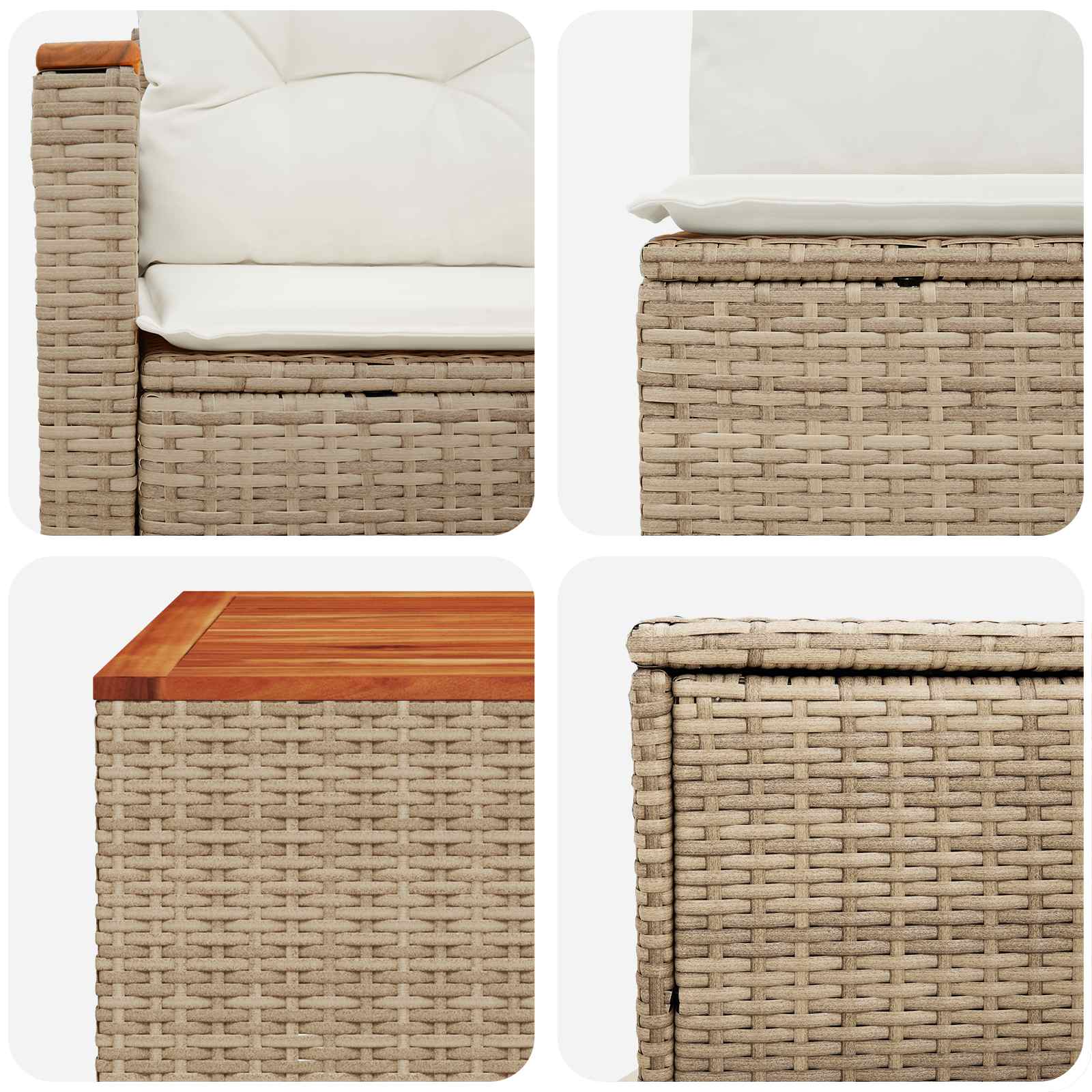 vidaXL Bankstel 8 st Beige en Crème Wit Poly Rattan en Staal