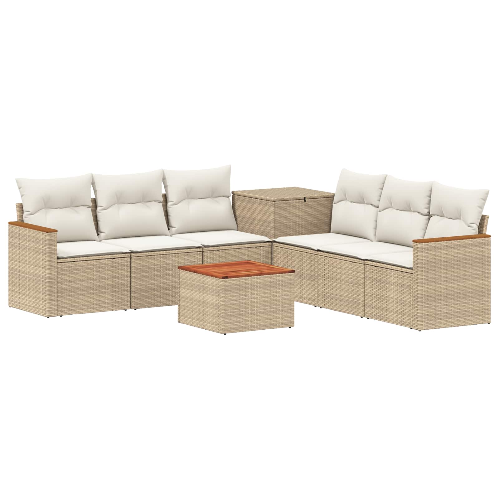 vidaXL Bankstel 8 st Beige en Crème Wit Poly Rattan en Staal