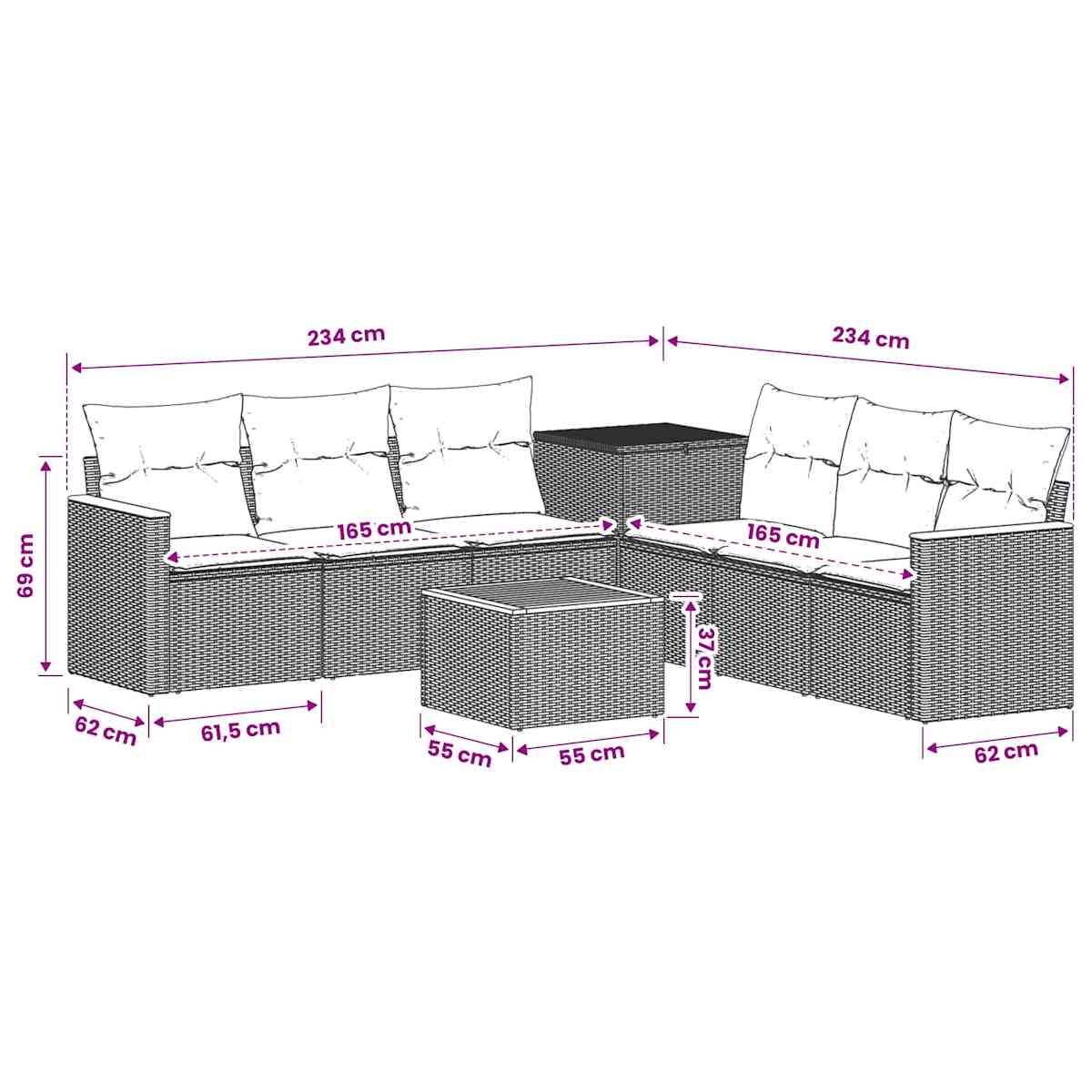 Sofa Sæt 8 stk. 55 x 55 x 37 cm - Billede 11