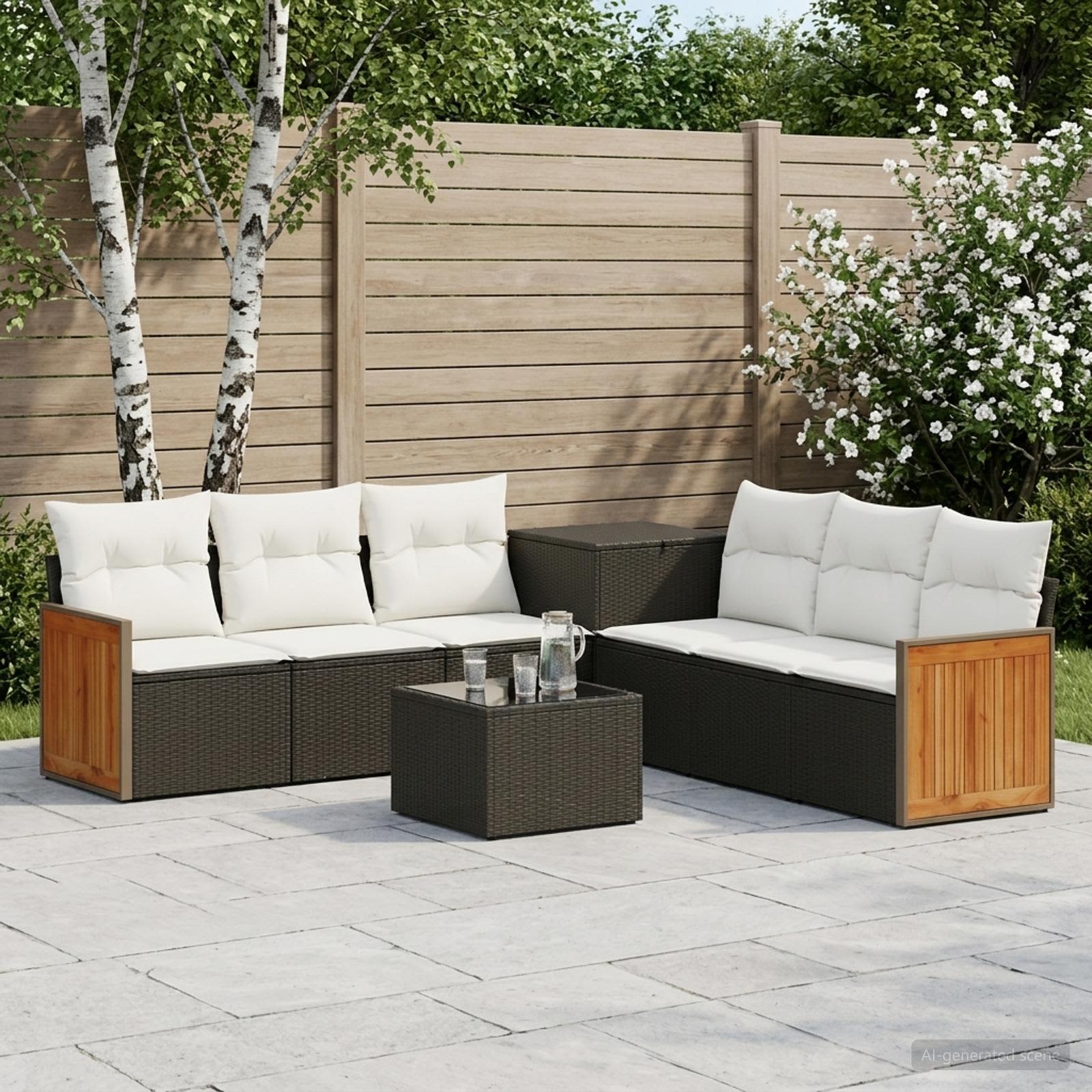 vidaXL Bankstel 8 st Zwart en Cream Wit 55 x 55 x 37 cm