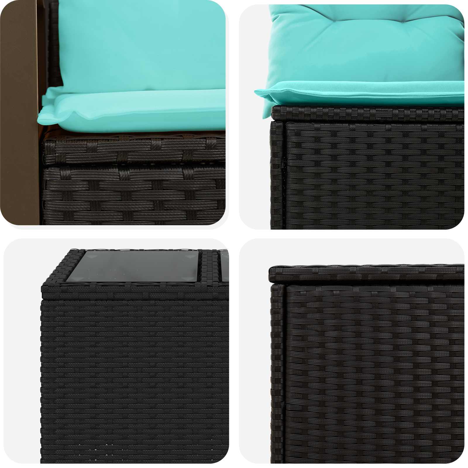 vidaXL Bankstel 8 st Zwart en Blauw Poly Rattan en Staal