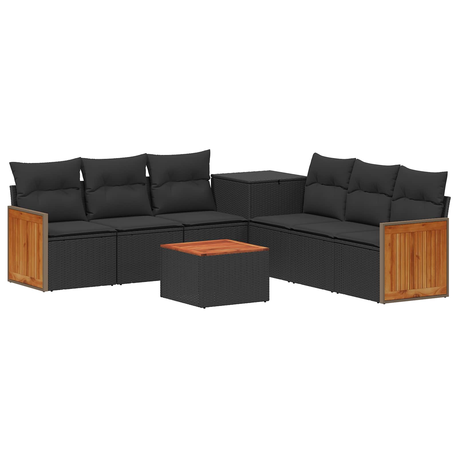 vidaXL Bankstel 8 st Zwart 55 x 55 x 37 cm Poly Rattan en Staal, foto 3
