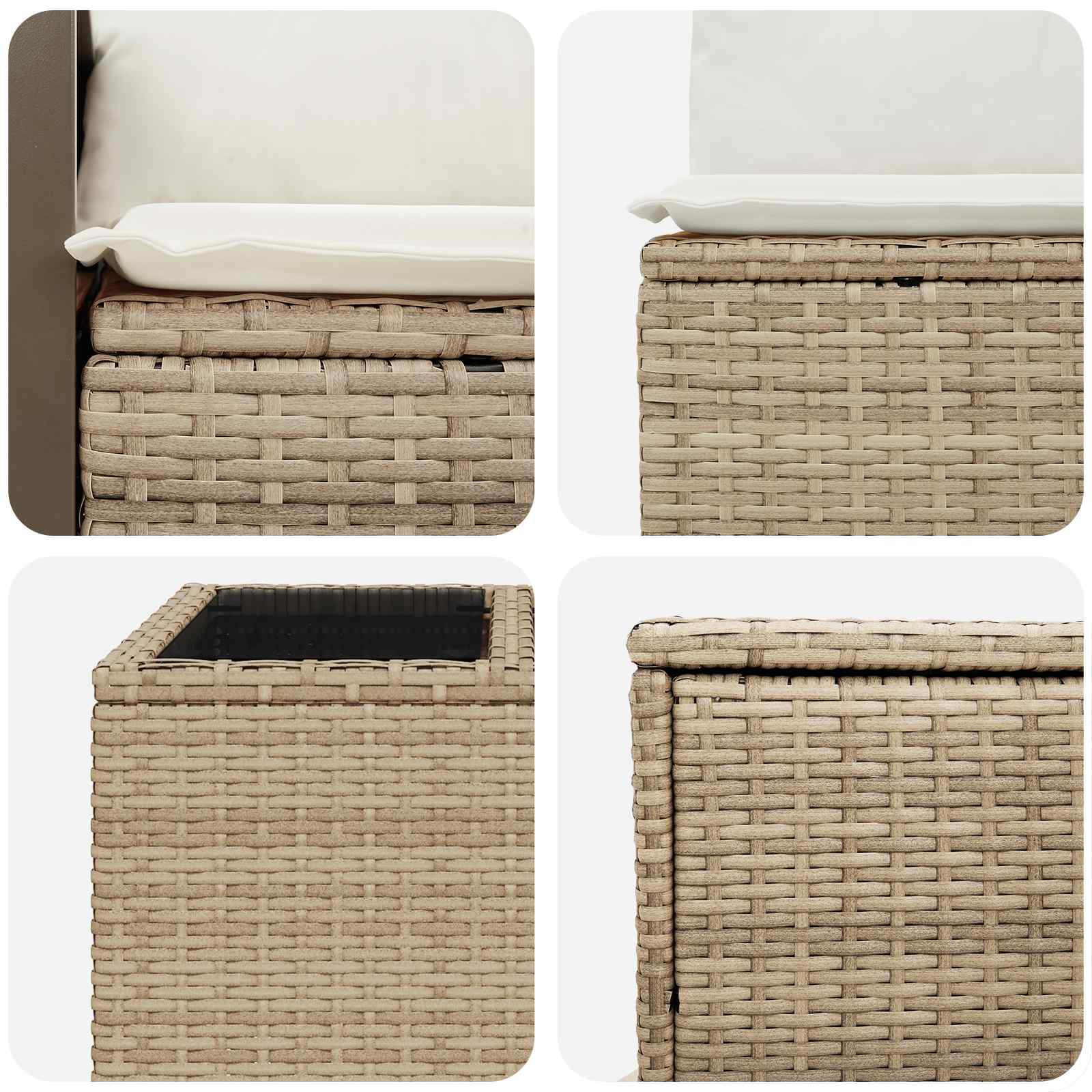 vidaXL Bankstel 8 st Beige en Crème Wit Poly Rattan en Staal