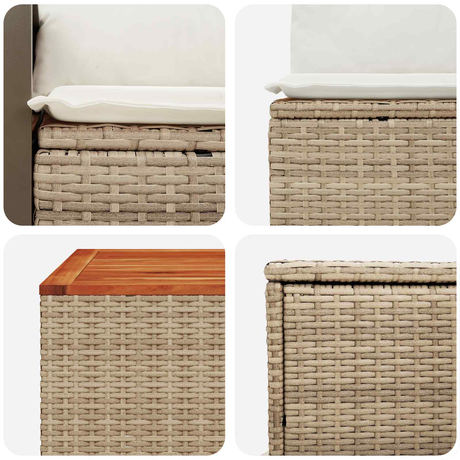 vidaXL Bankstel 8 st Beige en Crème Wit Poly Rattan en Staal