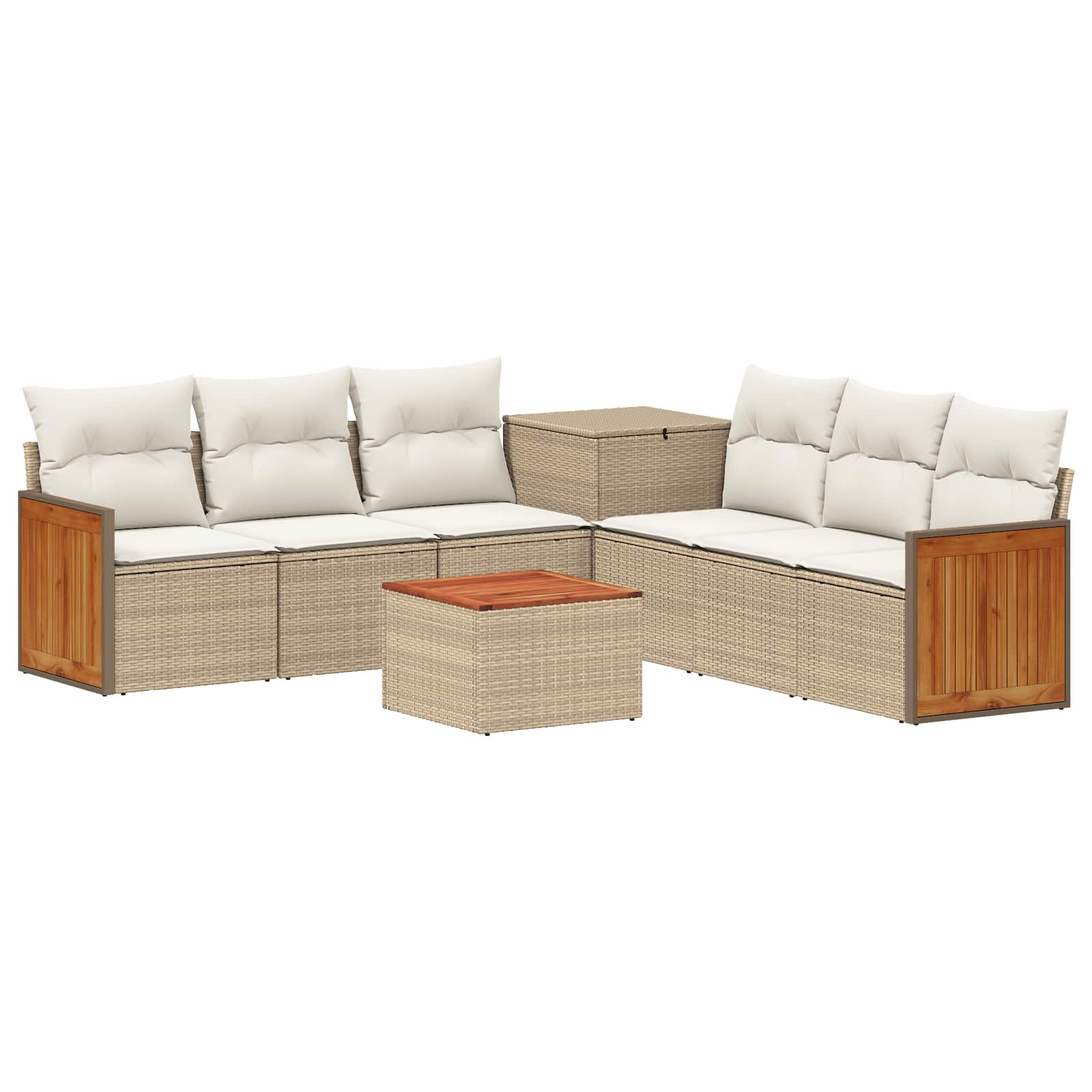 vidaXL Bankstel 8 st Beige en Crème Wit Poly Rattan en Staal