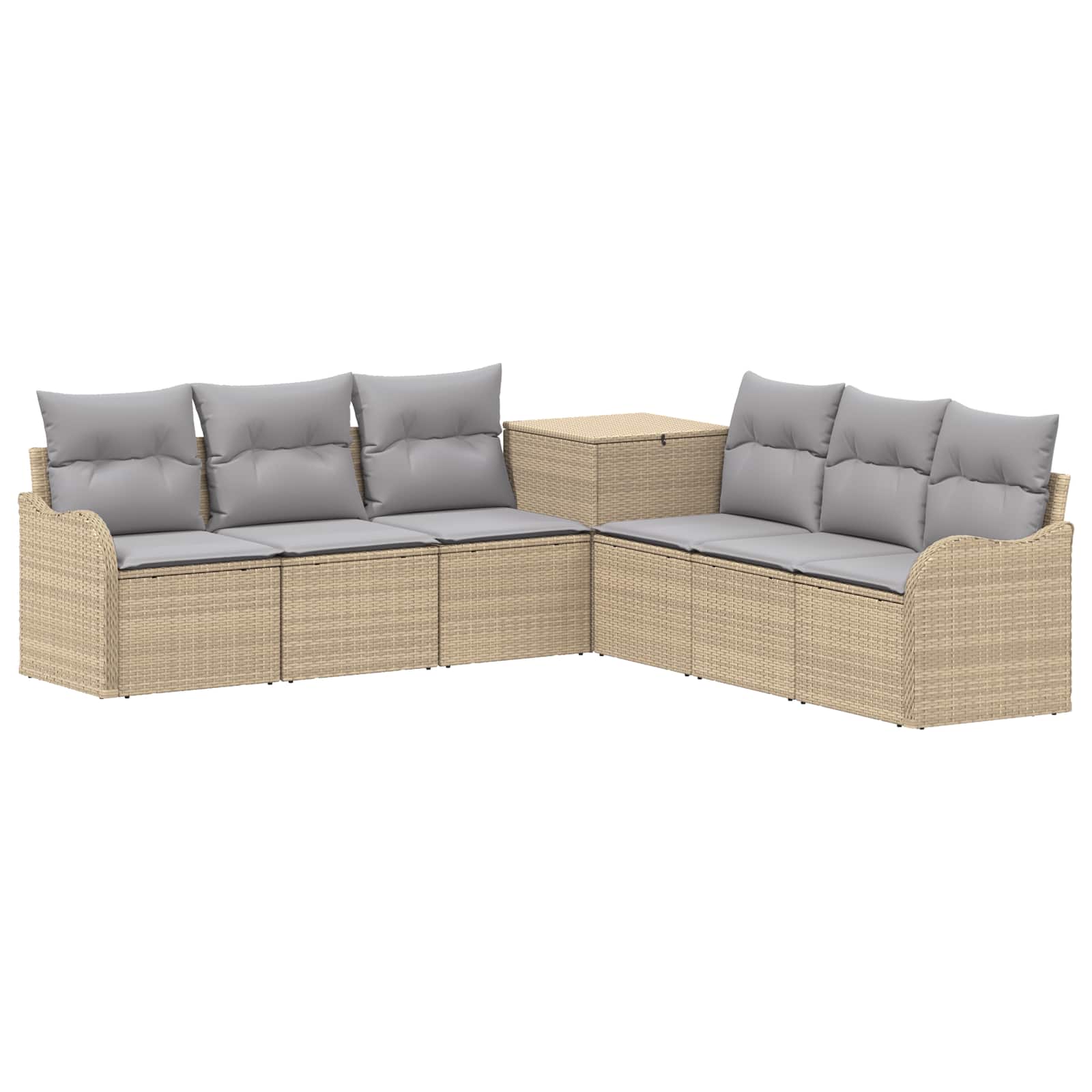 vidaXL Sofa Set 7 stk. Beige und Hellgrau Polyrattan und Stahl – Bild 2