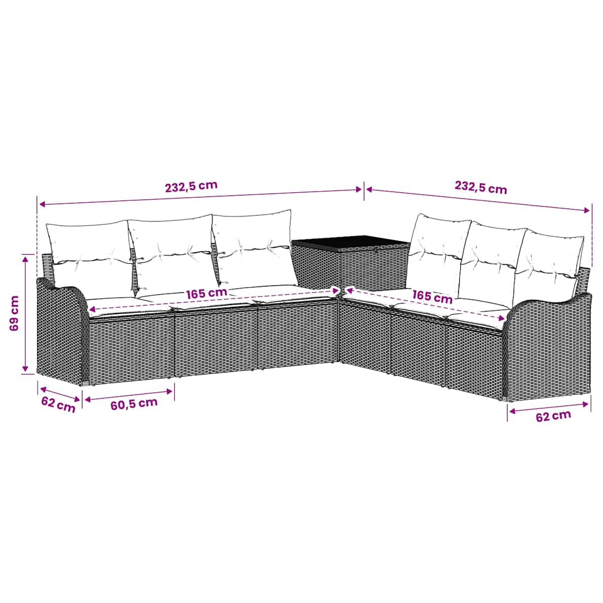 Sofa Sæt 7 stk. 121 x 62 x 69 cm - Billede 9