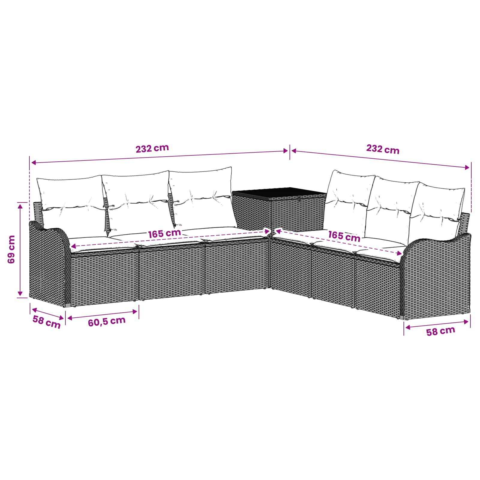 vidaXL Sofa Set 7 stk. Beige und Hellgrau Polyrattan und Stahl – Bild 9