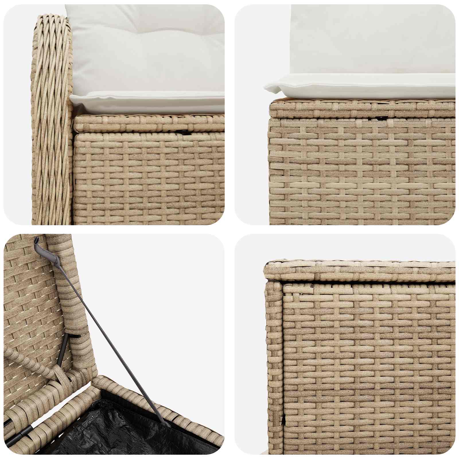 vidaXL Bankstel 7 st Beige en Crème Wit Poly Rattan en Staal