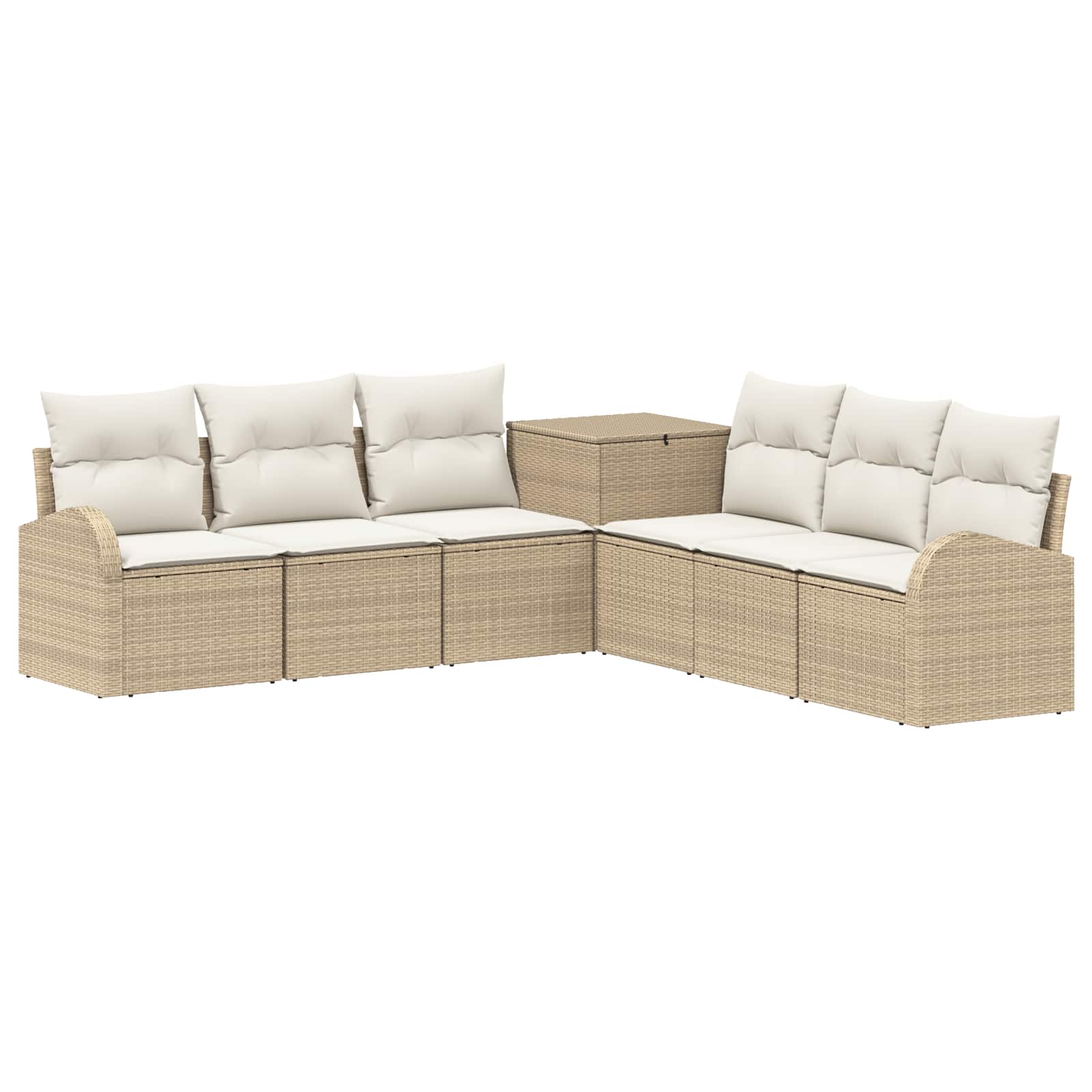 vidaXL Bankstel 7 st Beige en Crème Wit Poly Rattan en Staal
