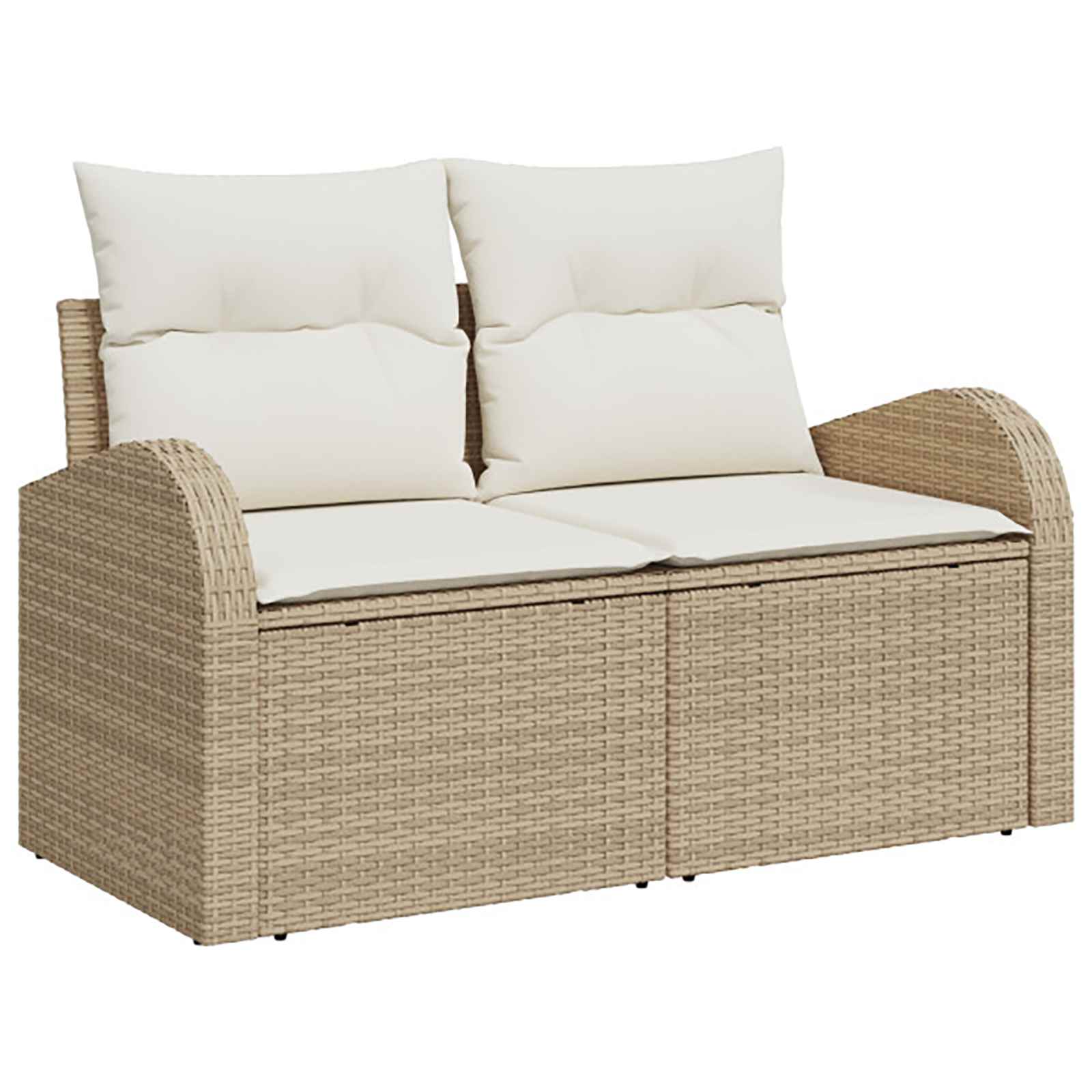 vidaXL Bankstel 7 st Beige en Crème Wit Poly Rattan en Staal