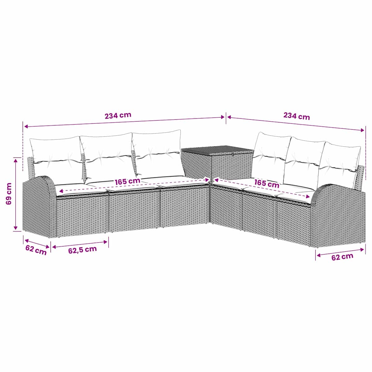 Sofa Sæt 7 stk. 124 x 62 x 69 cm - Billede 9