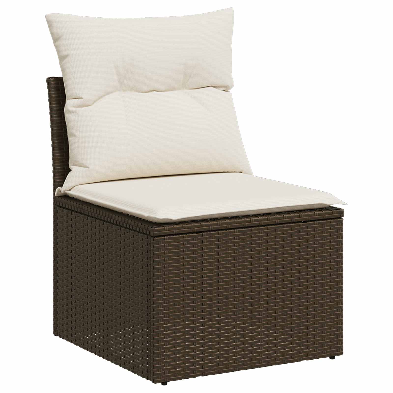vidaXL Bankstel 7 st Bruin en Crème Wit Poly Rattan en Staal