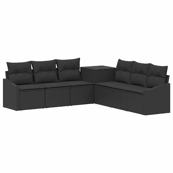 vidaXL Diivanikomplekt 7 tk Must Pol&uuml; rattan ja teras