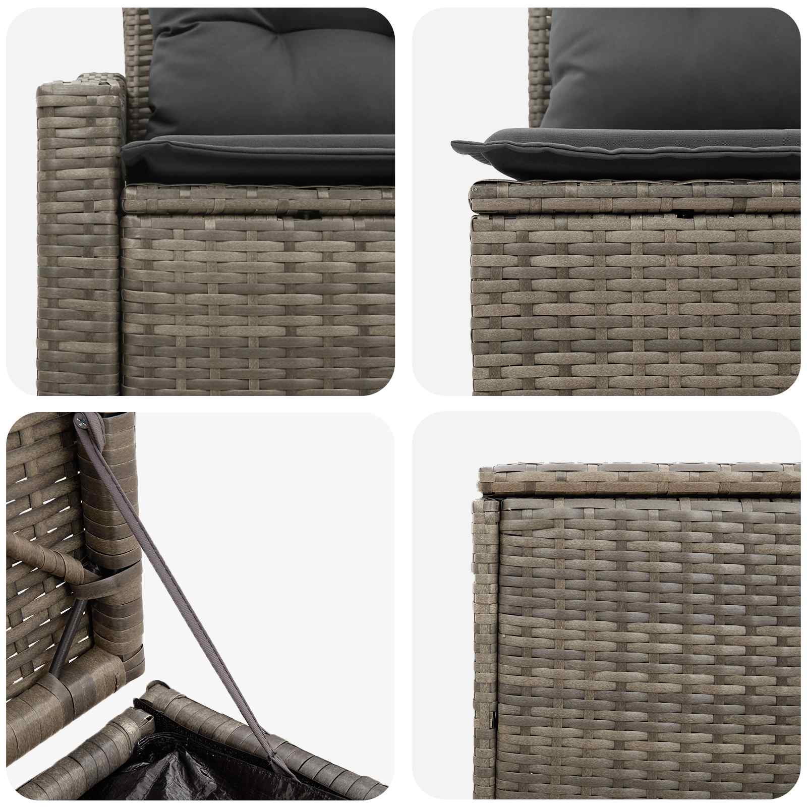 Kavčna garnitura 7 pcs Siva in temno siva Poli ratan in jeklo - slika 5