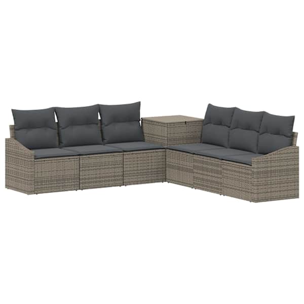 vidaXL Diivanikomplekt 7 tk Hall ja tumehall Pol&uuml; rattan ja teras