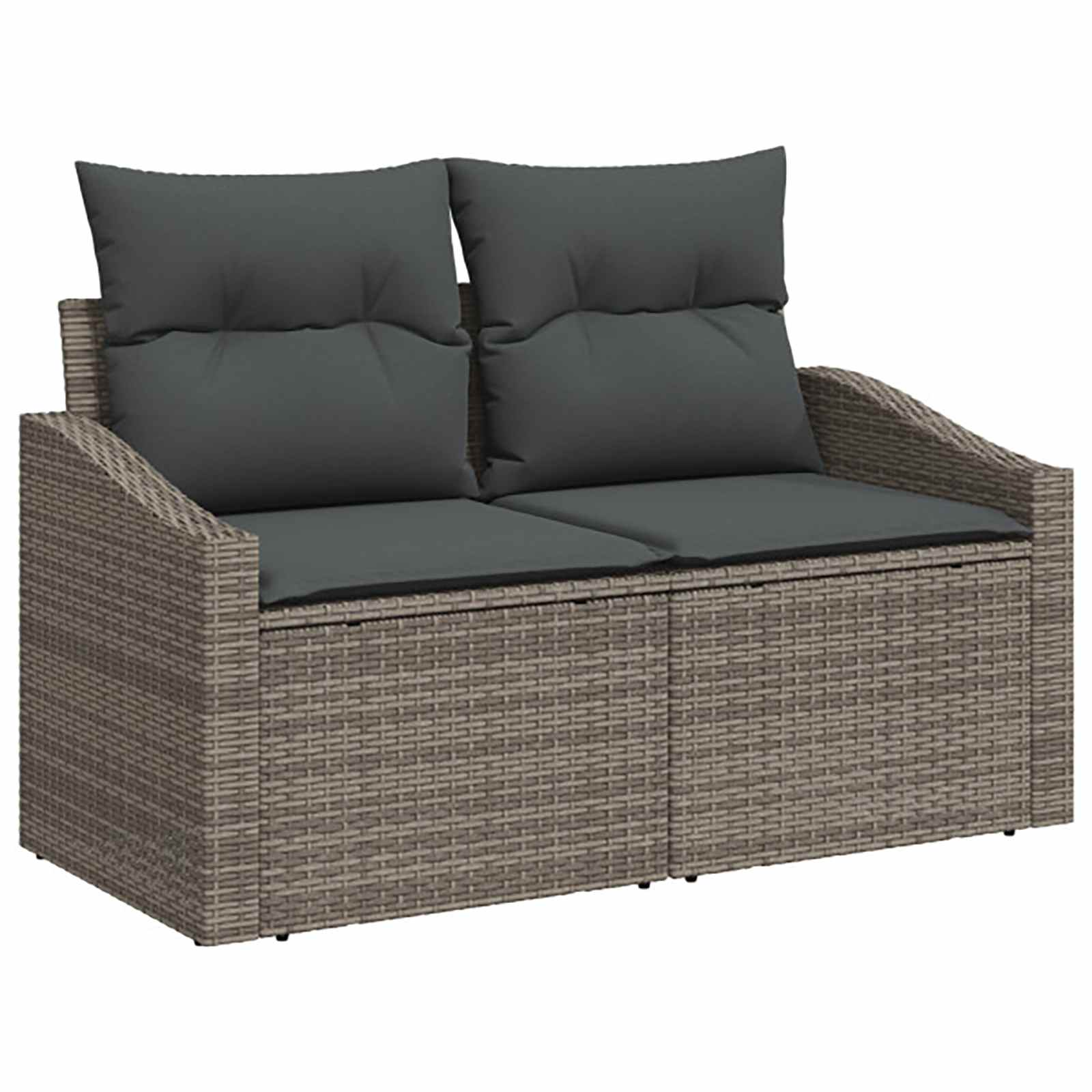 Kavčna garnitura 7 pcs Siva in temno siva Poli ratan in jeklo - slika 2