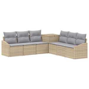 vidaXL Diivanikomplekt 7 tk Beež ja heledhall Pol&uuml; rattan ja teras