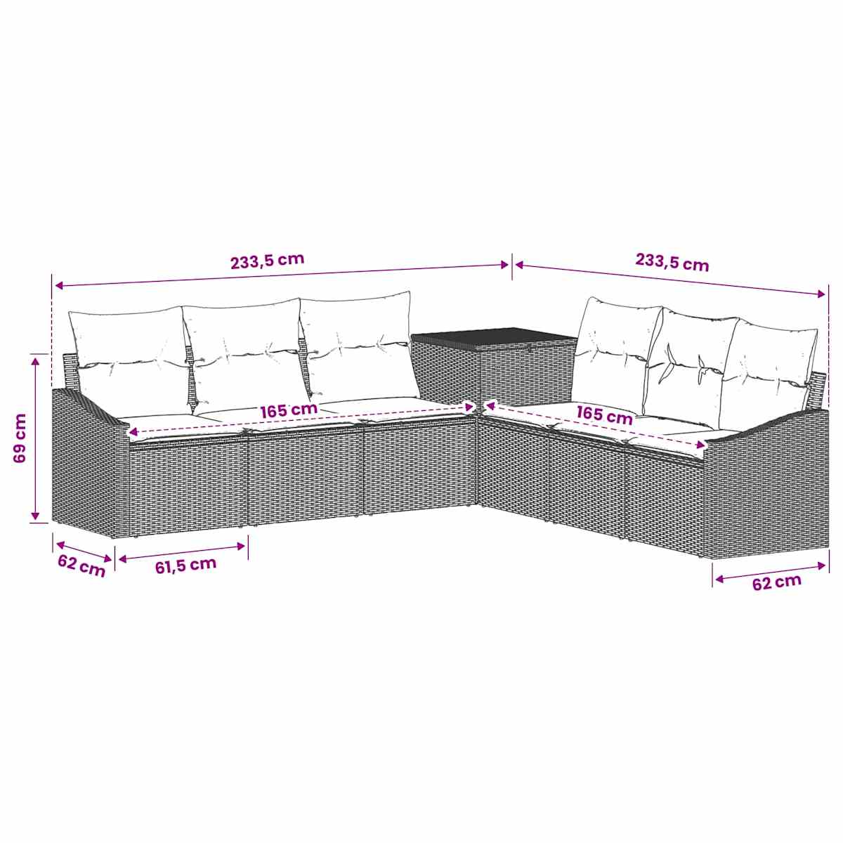 Sofa Sæt 7 stk. 123 x 62 x 69 cm - Billede 9