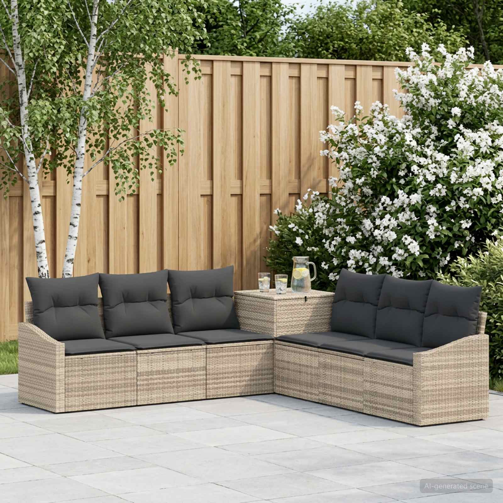 vidaXL Sofa Set 7 pcs Hellgrau und Dunkelgrau Polyrattan und Stahl