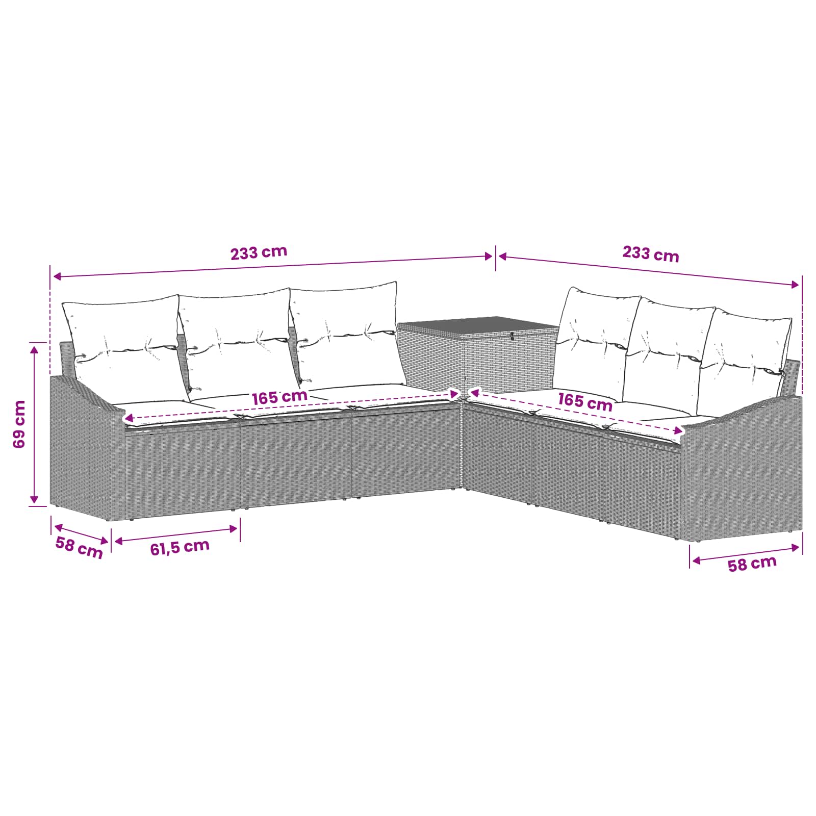 vidaXL Sofa Set 7 pcs Hellgrau und Dunkelgrau Polyrattan und Stahl – Bild 9