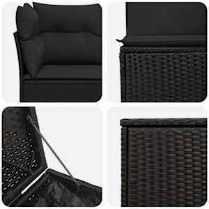 Set pohovek 7 ks Černá 234 x 234 x 85 cm Poly ratan a ocel - obrázek 6