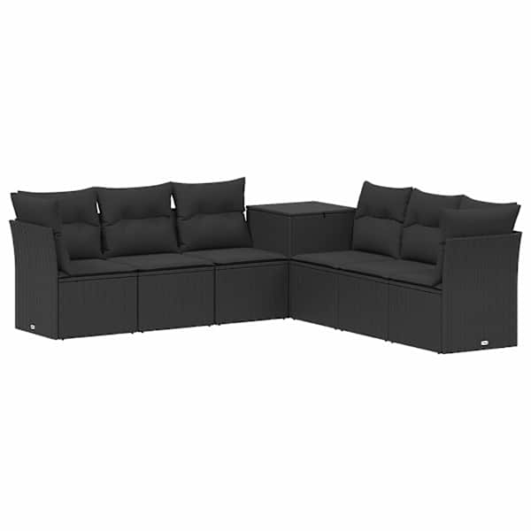 vidaXL Diivanikomplekt 7 tk Must Pol&uuml; rattan ja teras