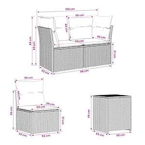 Set pohovek 7 ks Černá 234 x 234 x 85 cm Poly ratan a ocel - obrázek 10